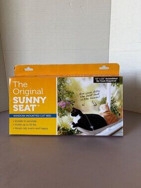 The Original Sunny Seat Window-Mounted Cat Bed 12" x 22" Holds Up To 50 lbs Easy